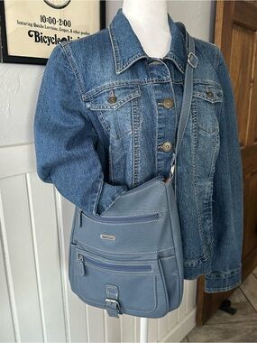 MultiSac Blue Crossbody Bag Multi Pocket Organizer Travel Everyday Purse